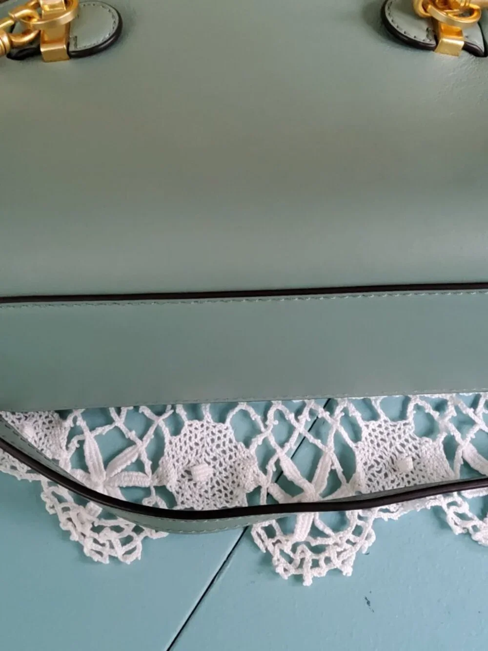 Tory Burch Lee Radziwill Petite Double Bag in Rivulet Like New